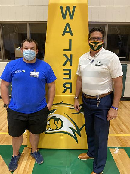 Jason St. Pierre and Athletic Trainer Anthony Baham